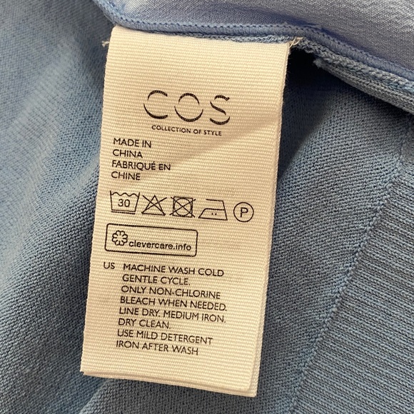 COS Mixed‎ Silk 3/4 Sleeve Women's Blouse Top Size XS Blue - Picture 6 of 9